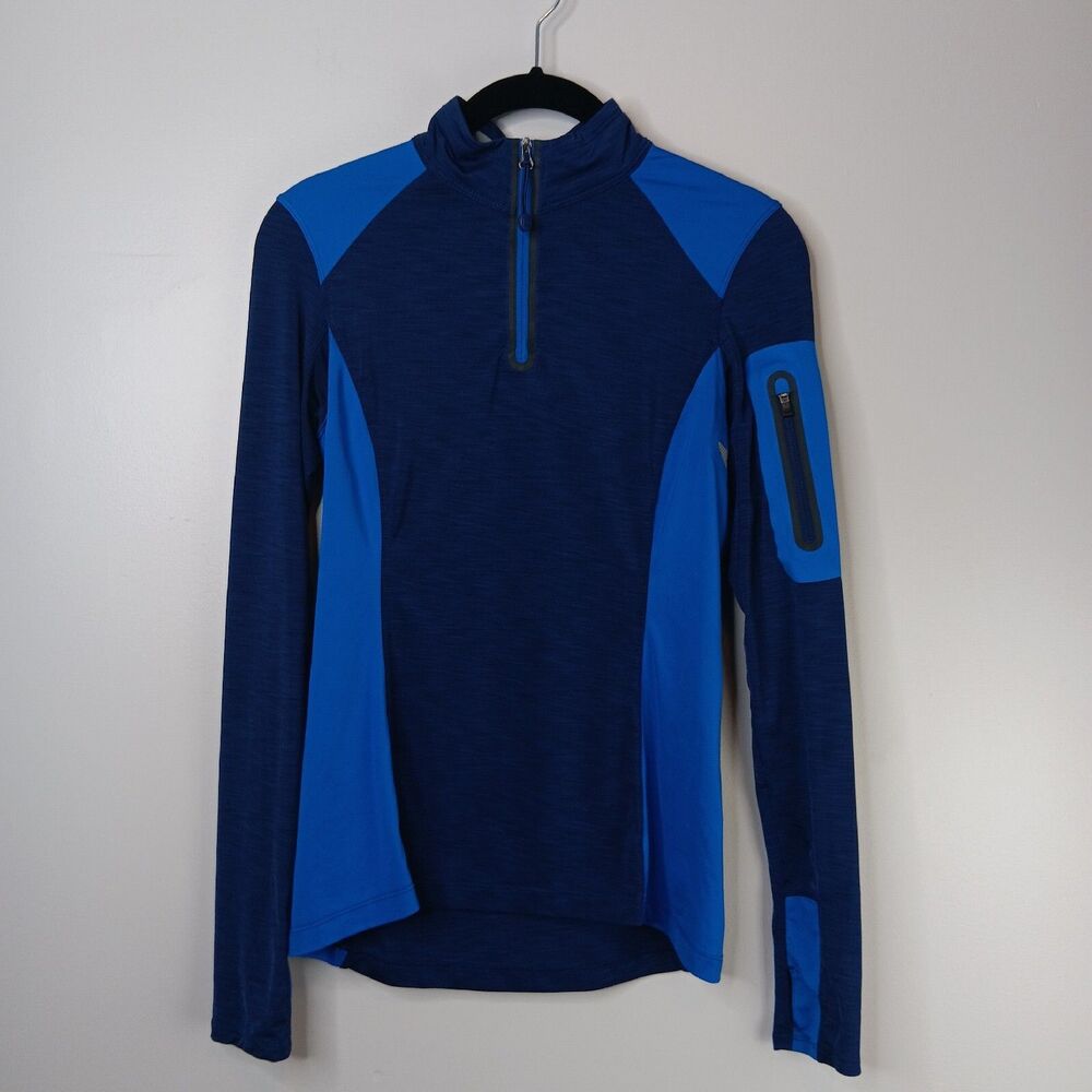 REI Women's Shirt 1/4 Zip Performance Athletic Pocket  Long Sleeve Blue Size XXS